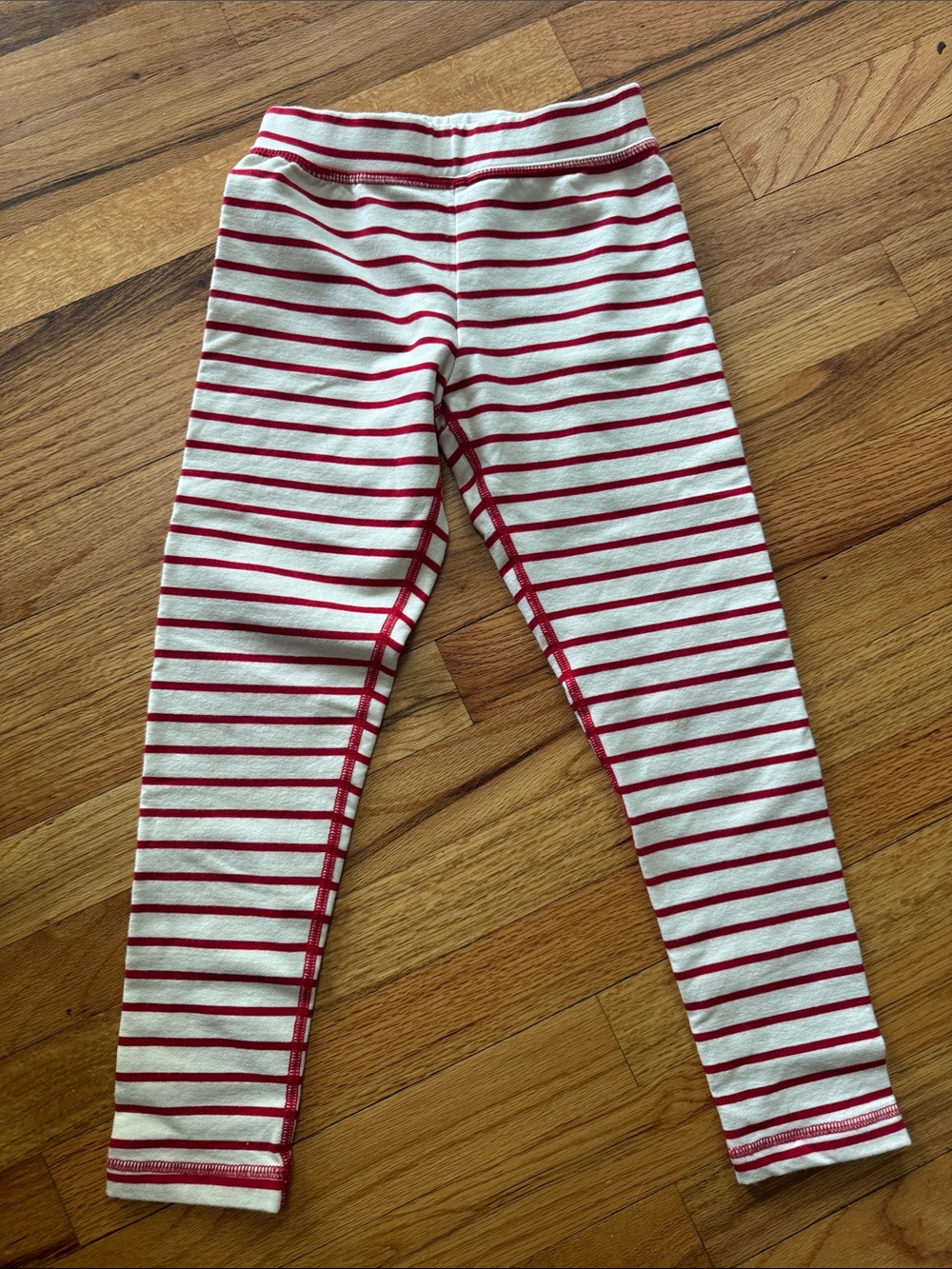 Hanna Andersson Cream & Red Striped Kids Leggings